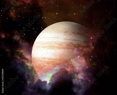 Wallpaper Mural Planet and Nebula - Elements of this image furnished by NASA