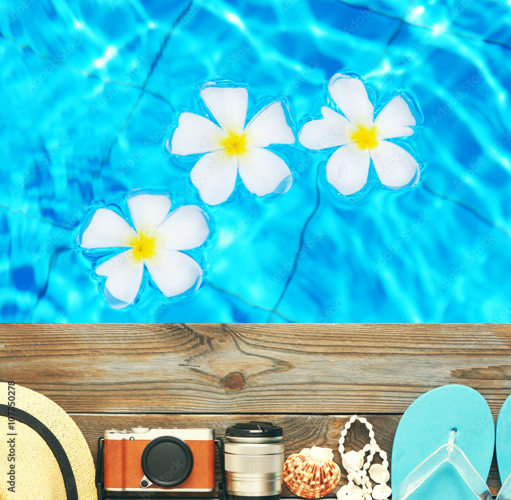 Fototapeta premium Beach items at pool