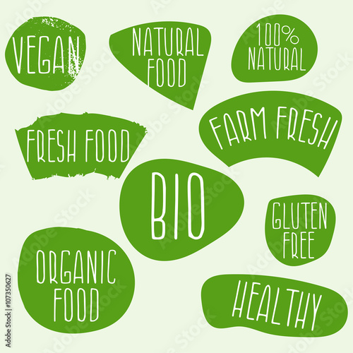 Set of hand drawn eco frendly labels.Vector illustration