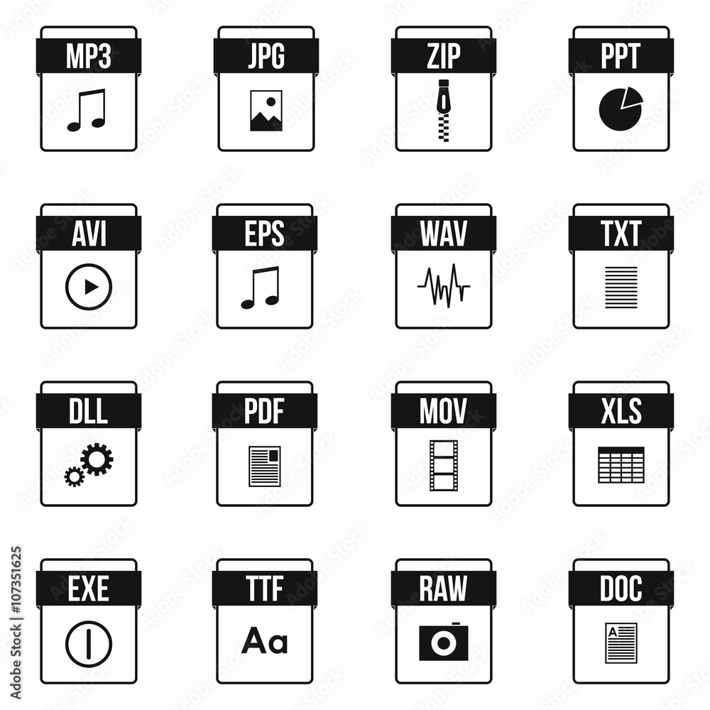 Web document icons set, simple style Web document icons set, simple style