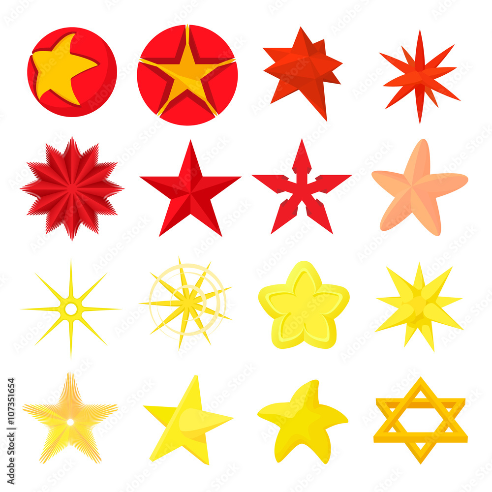 Star icons set, cartoon style Star icons set, cartoon style