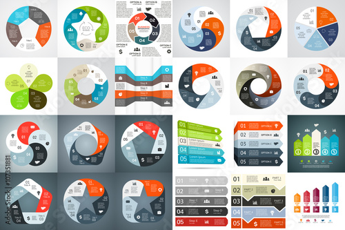 Vector circle arrows infographic, diagram, graph, presentation, chart. Business cycle concept with 5 options, parts, steps, processes. Info graphic data template.