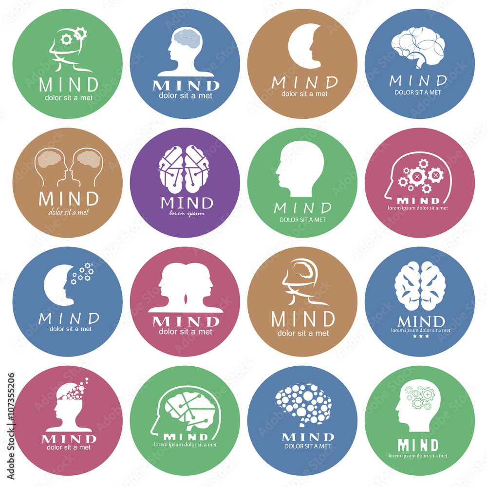 Fototapeta premium Mind Icons Set - Vector Illustration