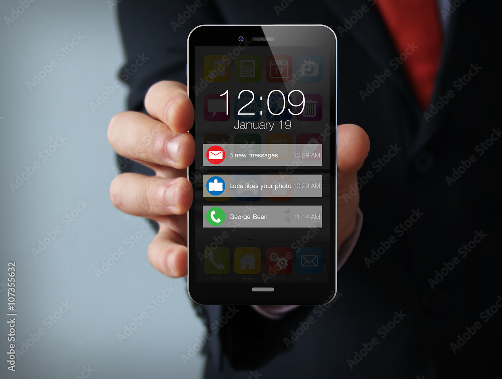 notifications businessman smartphone notifications businessman smartphone