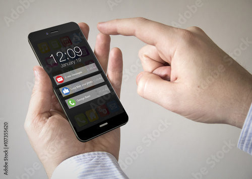  touchscreen smartphone with notifications on the screen