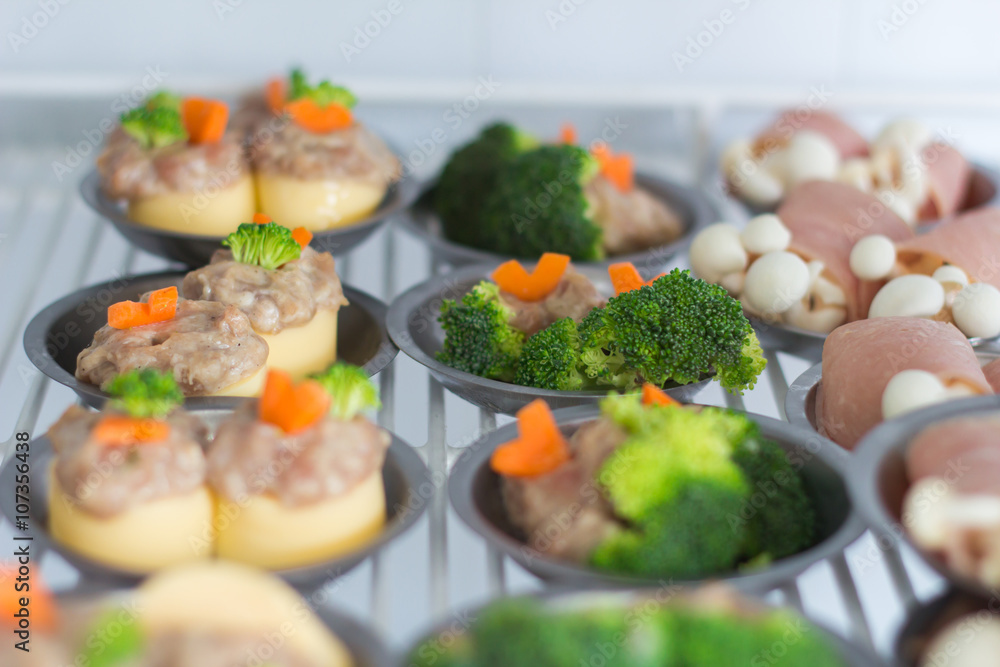 breakfast, dim sum in stainless steel cup. breakfast, dim sum in stainless steel cup.
