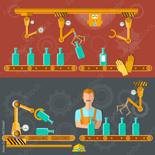 Conveyor belt banner wine distillery assembly line