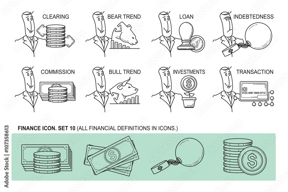 Set Icons in style flat line. Theme - Finance Set Icons in style flat line. Theme - Finance