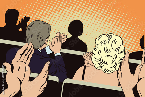 Stock illustration. Hands of people in the style of pop art and old comics. Blank sheet of paper for your message in the man's hand.