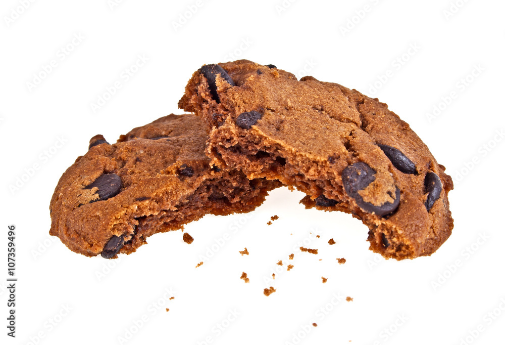 Chocolate chip cookie isolated on white background Chocolate chip cookie isolated on white background