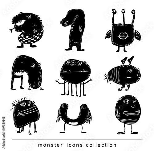 set of cartoon monsters. vector illustration