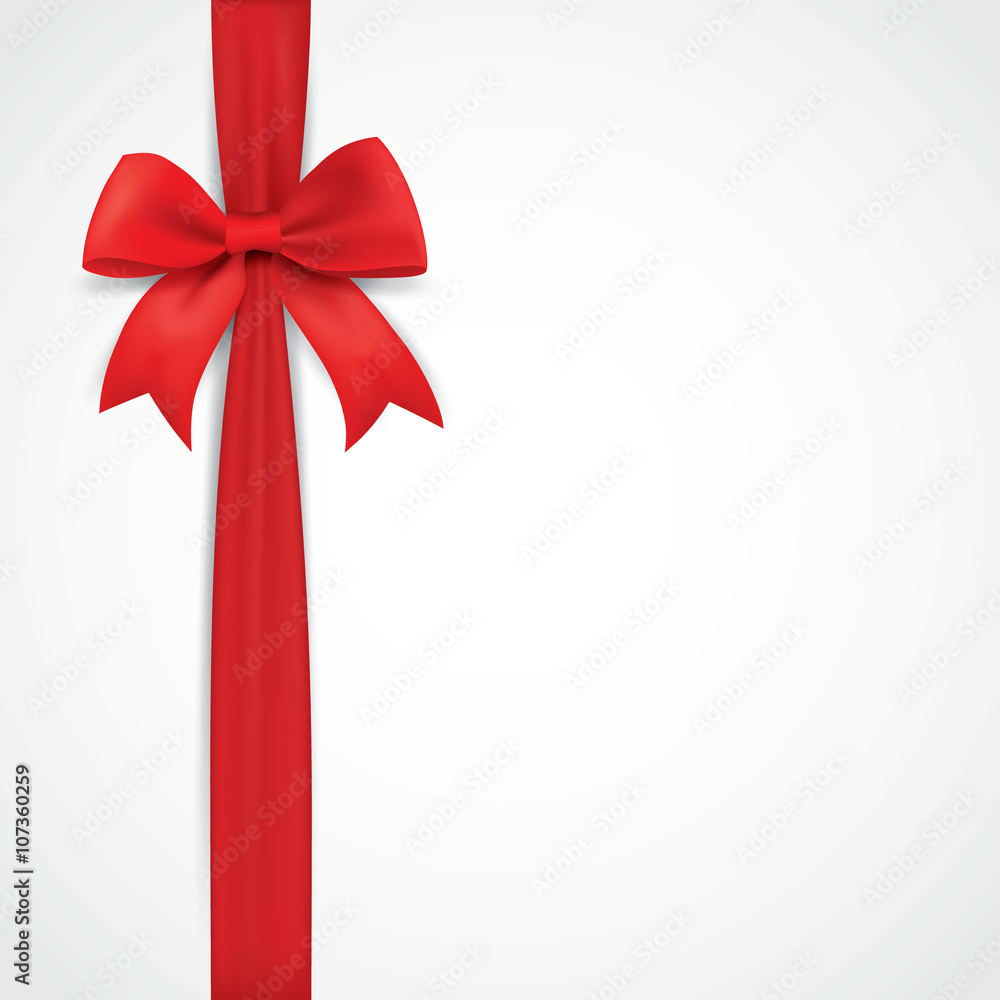 Background with realistic red bow and ribbon Background with realistic red bow and ribbon
