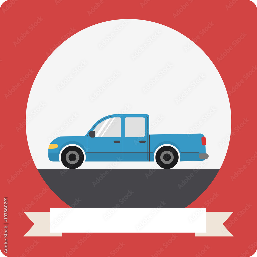 Pickup truck icon with round frame