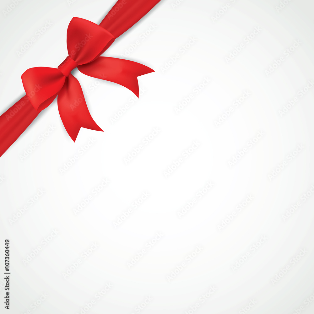 Background with realistic red bow and ribbon Background with realistic red bow and ribbon