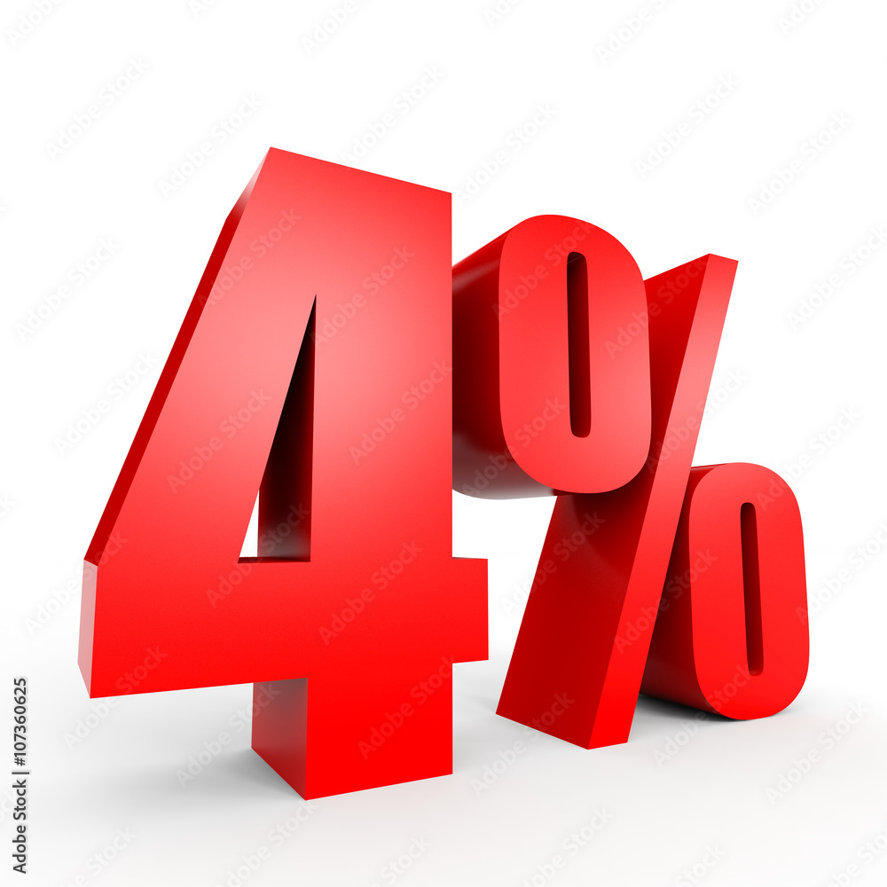 Discount 4 percent off. 3D illustration. Discount 4 percent off. 3D illustration.