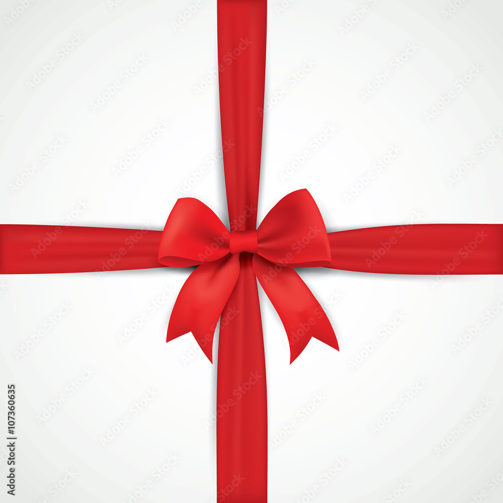 Background with realistic red bow and ribbon Background with realistic red bow and ribbon