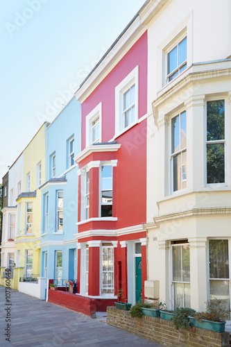 Typical colorful houses facades in London