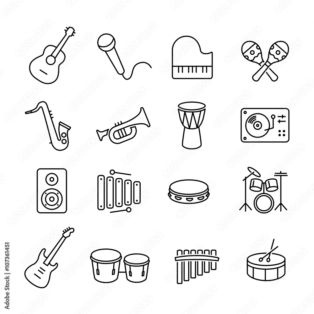 Fototapeta premium Musical Instruments Icons Collection