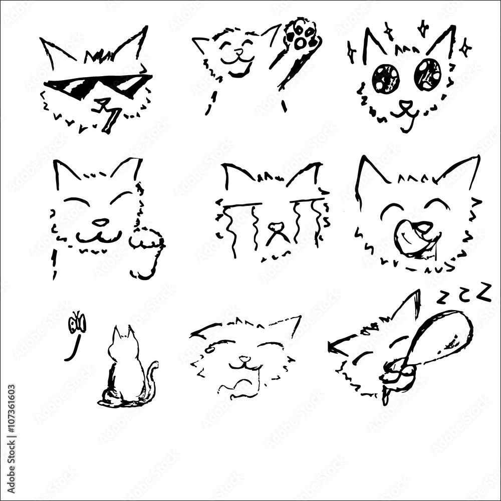 Cat sketch drawing in Japanese comic style Stock Vector | Adobe Stock