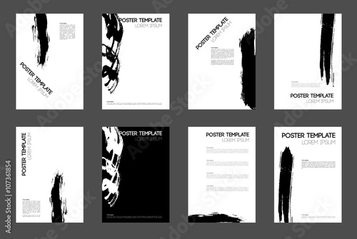 collection of poster templates design in black and white colors