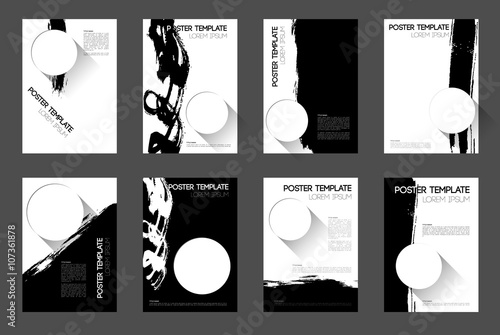 collection of poster templates design in black and white colors
