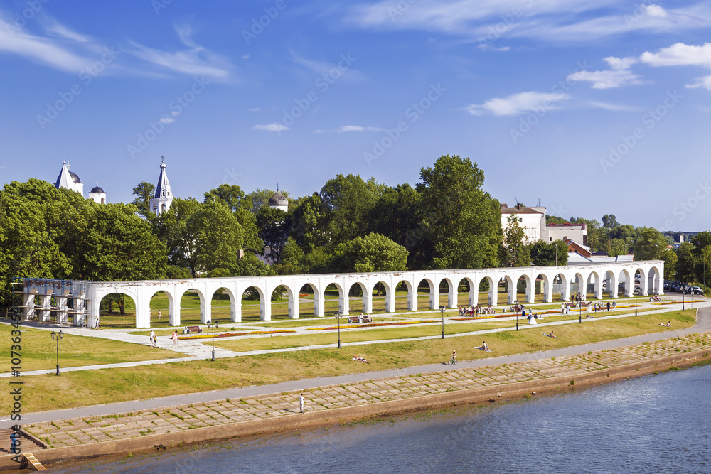 Yaroslav's Court in Veliky Novgorod - business side of the ancient city, Russia