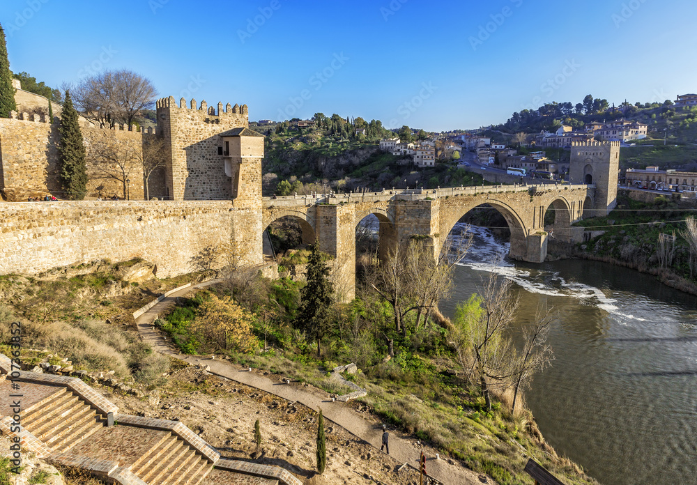 Puente de San Martin bridge over the Tajo river in Toledo, Spain