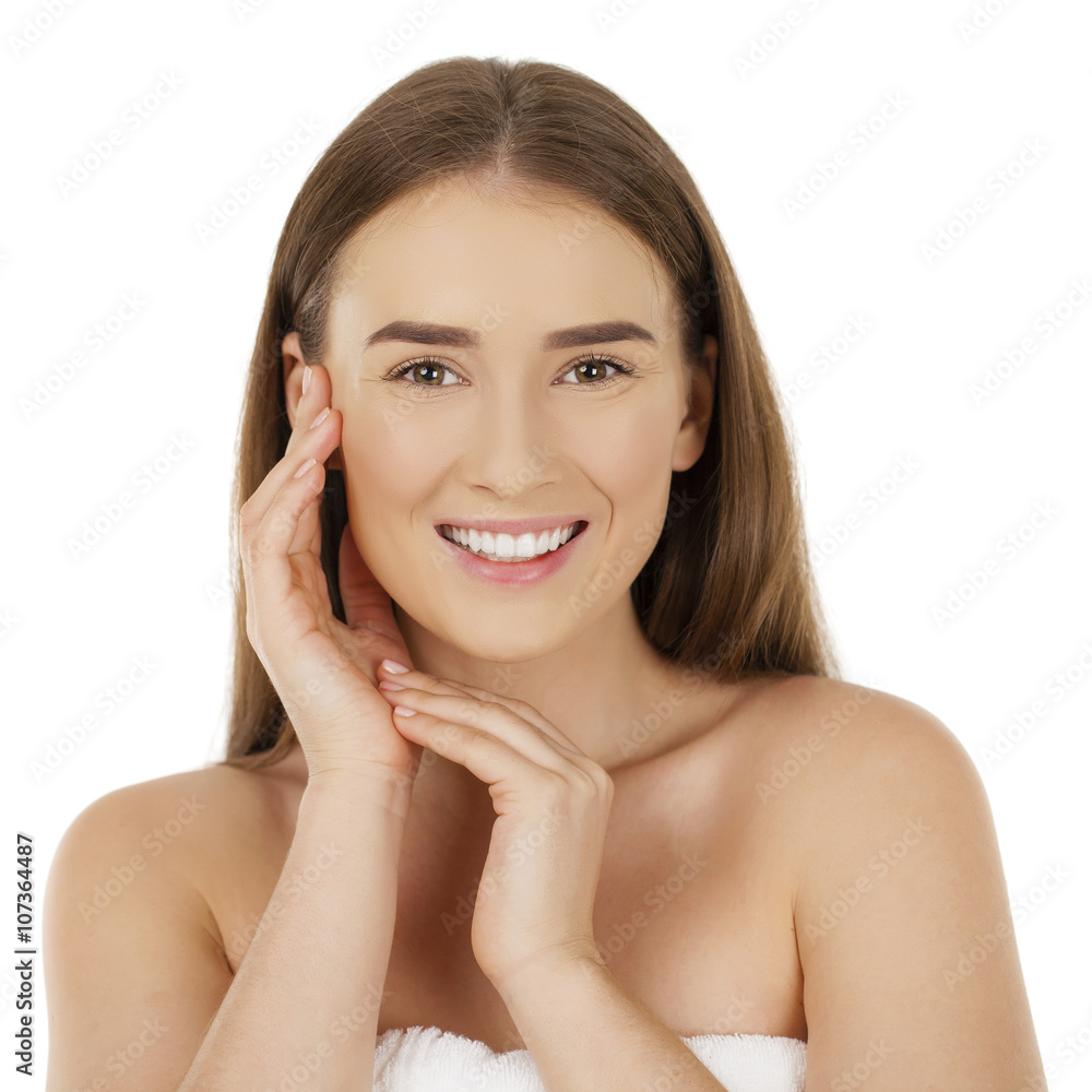 Portrait of a bared beautiful woman getting ready for the spa tr Portrait of a bared beautiful woman getting ready for the spa tr