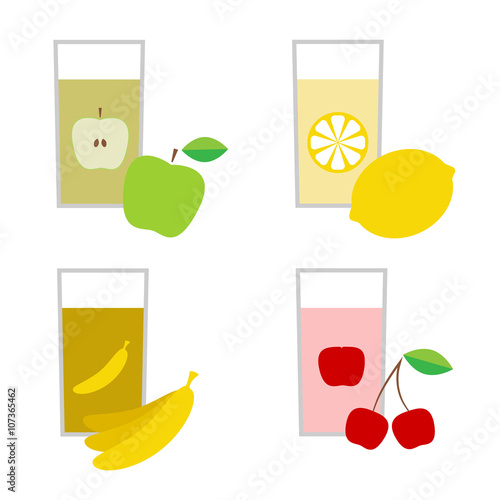 Set of fresh squeezed juices vector illustration.
