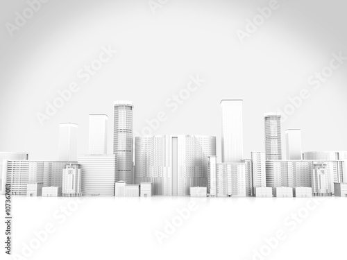 Abstract city in white background  3D rendering