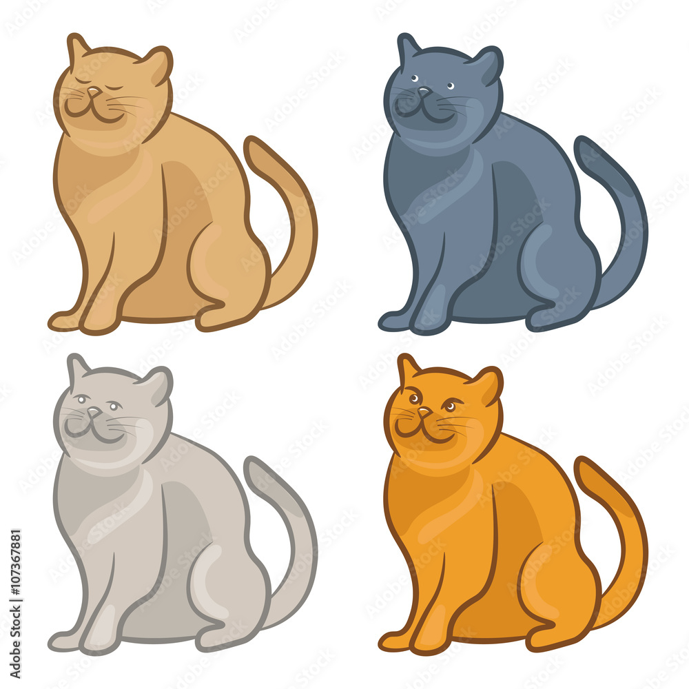 Set of cute cartoon cats. Vector illustration Set of cute cartoon cats. Vector illustration