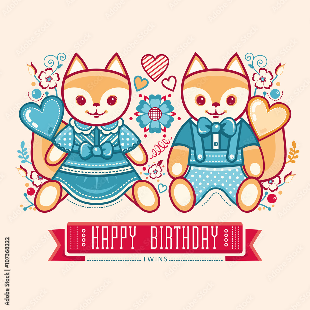 Cute foxes. Vector illustration Cute foxes. Vector illustration
