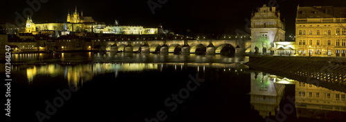 Prague at dusk, view of the Lesser Bridge Tower of Charles Bridge © Fulcanelli