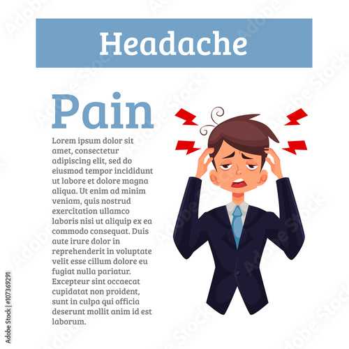 A man with a headache, compassion fatigue, a person with a disease of the head, an office worker holding his head with his hands and feels anguish. Demonstration of health problems and head