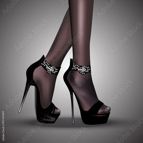 Woman legs in fashion  high heels shoes. 