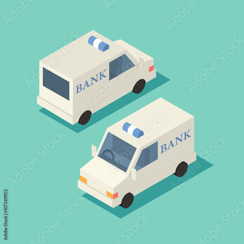 Vector isometric bank car icon.