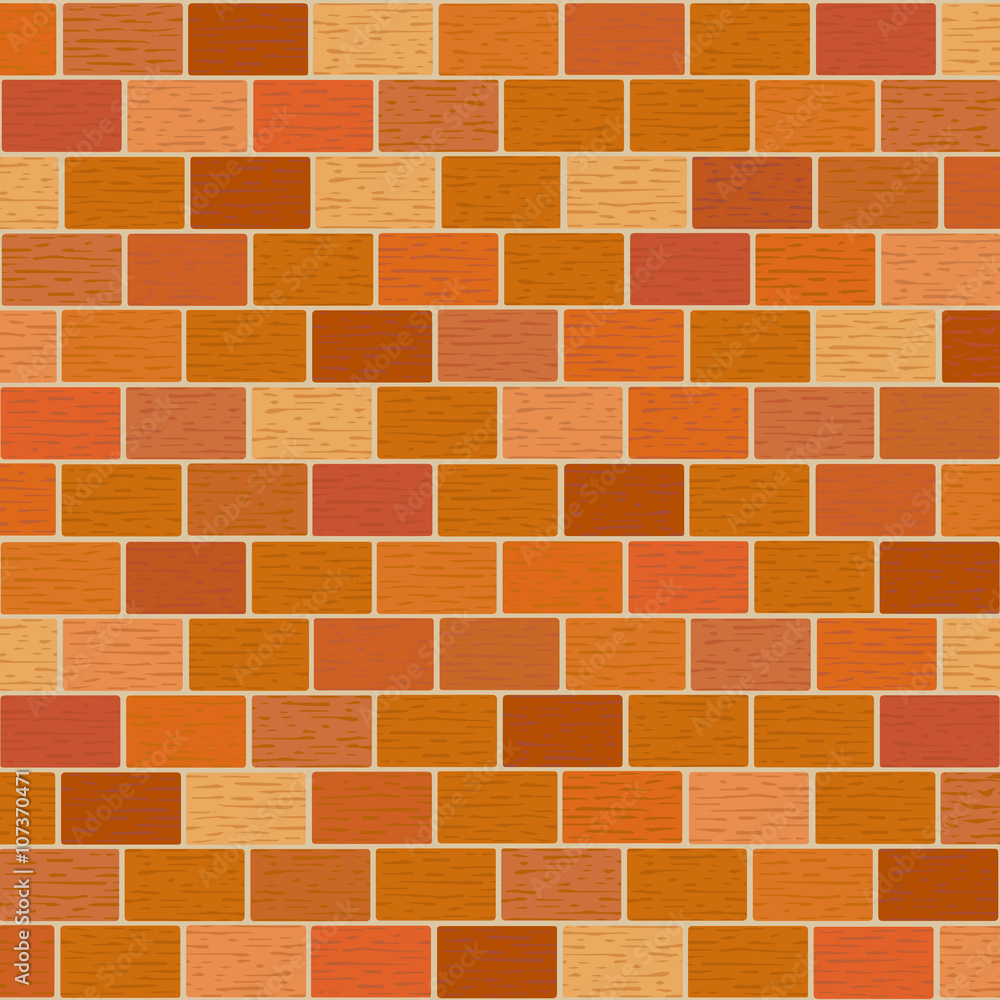 Fototapeta premium Masonry of red bricks different shades. Vector. Square.
