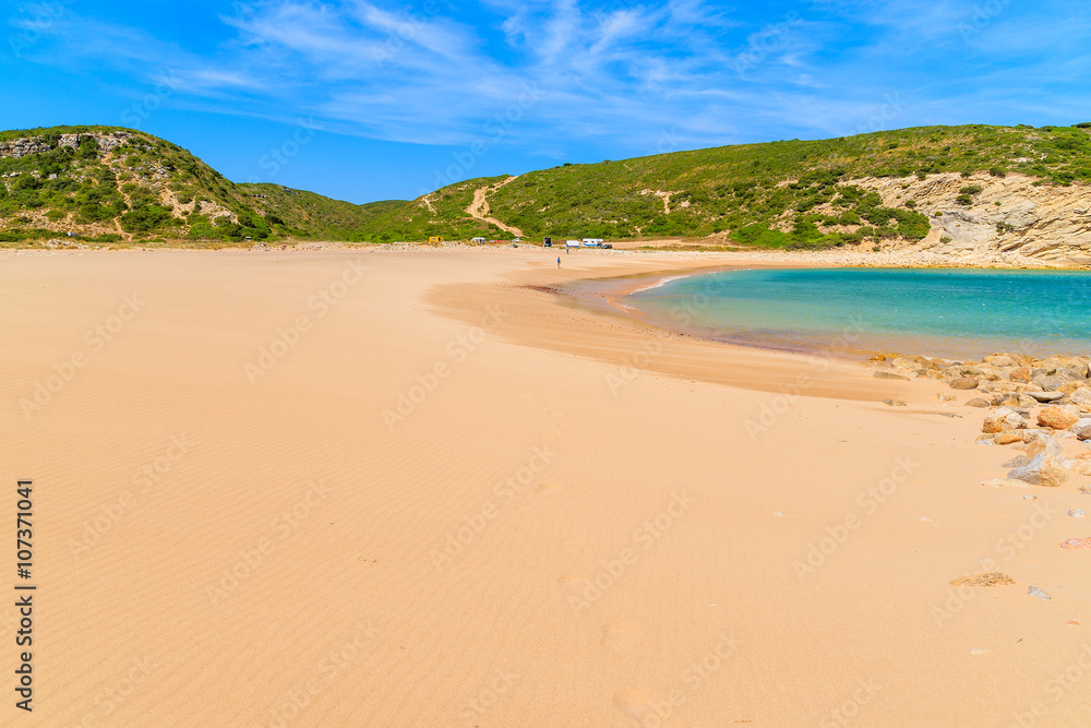 Beautiful bay with sandy Barranco beach, Portugal