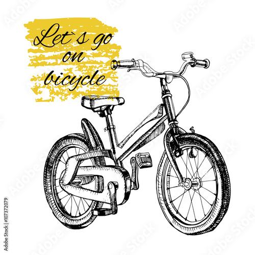 hand drawn  teenage bicycle with text.
