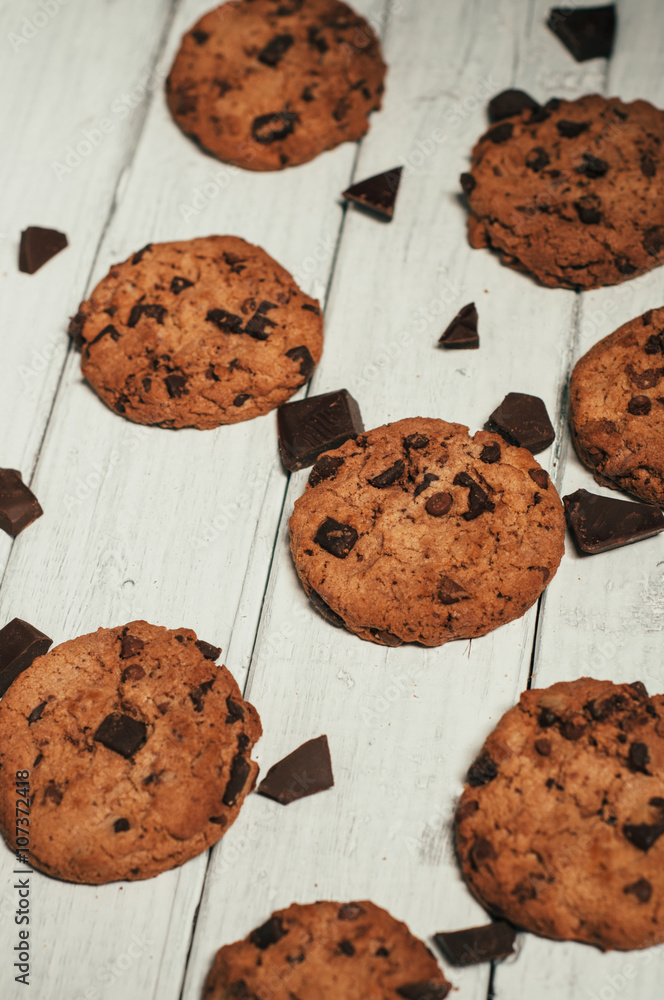 homemade chocolate chip cookies. rustic style homemade chocolate chip cookies. rustic style