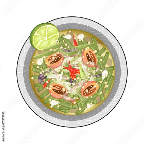Thai Long Beans Salad with Fermented Salted Crabs