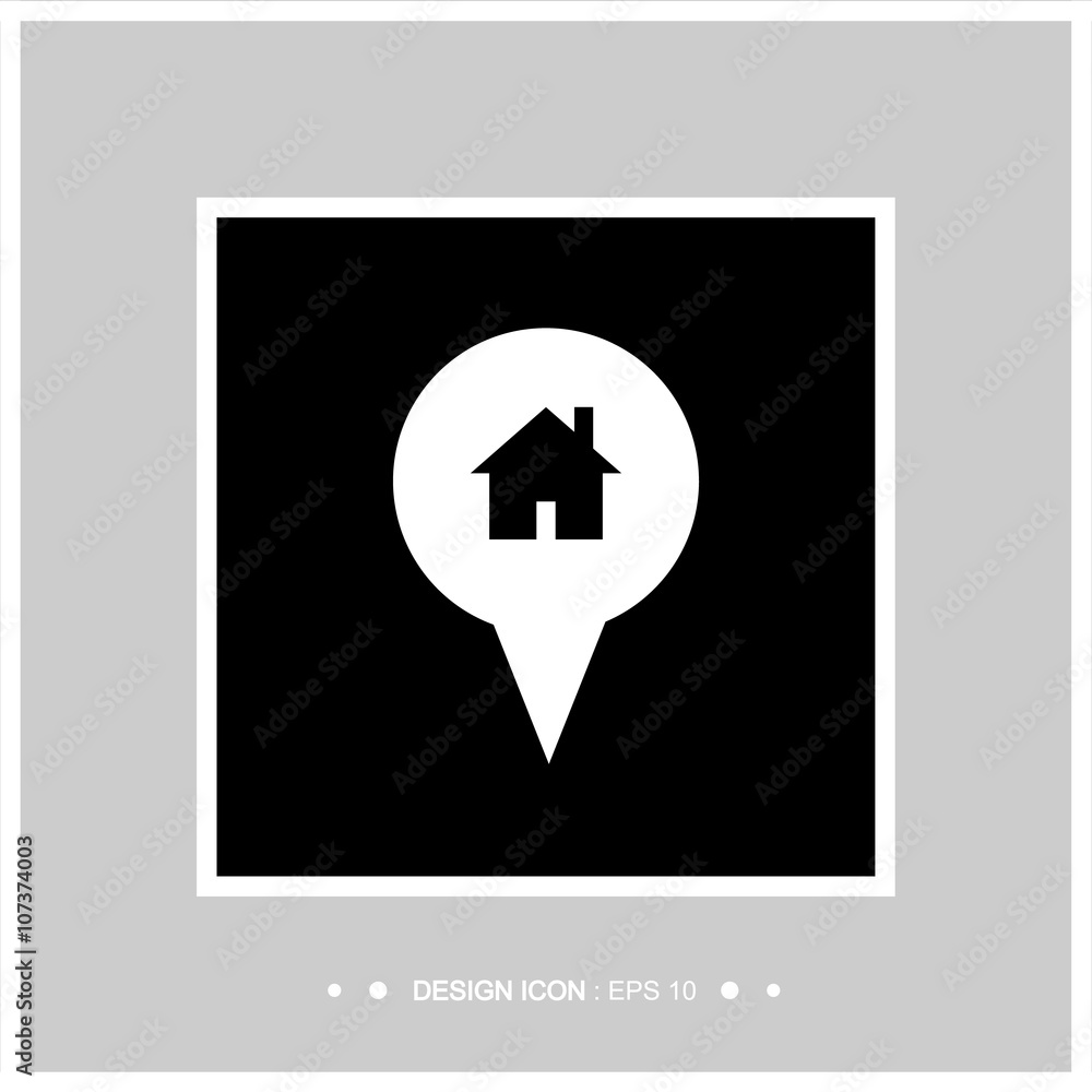 Map pointer with home icon Vector EPS10. Map pointer with home icon Vector EPS10.