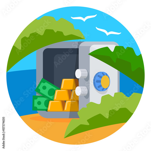 Fotografi Open safe with gold bars vector