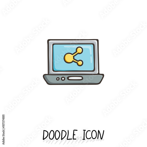 Doodle Laptop Icon illustration. Netbook, ultrabook.