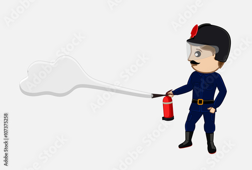 Fireman Holding a Fire-Extinguisher © VectorShots