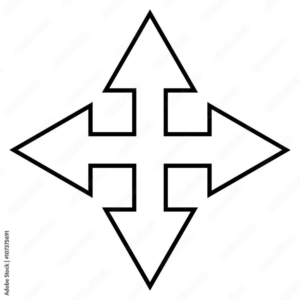 Full Screen Arrows vector icon. Style is outline icon symbol, black color, white background. Full Screen Arrows vector icon. Style is outline icon symbol, black color, white background.