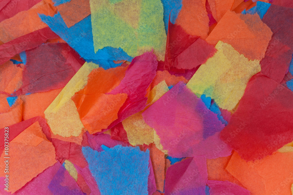 Torn colored tissue paper