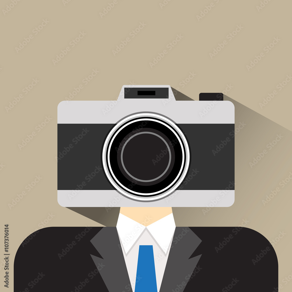 person head camera flat icon vector illustration eps 10