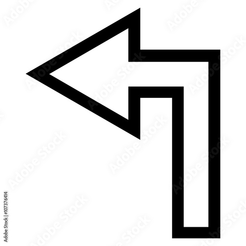 Free Download Turn Left vector icon. Style is thin line icon symbol, black color, white background. - GFXLoad