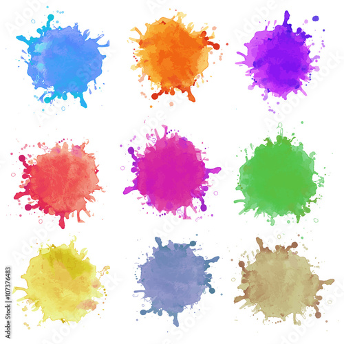 Abstract hand drawn watercolor blots background. Vector illustration.
